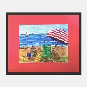 Beadh Playday    Large 16x 20 matted painting